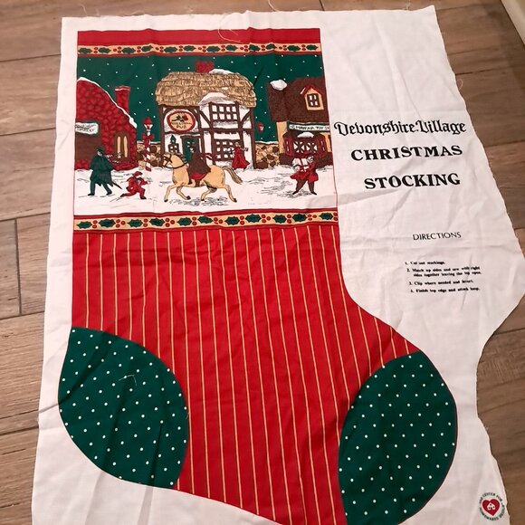 Vintage craft fabric panel set Cranston Springs Christmas stocking Goldilocks - Picture 3 of 10